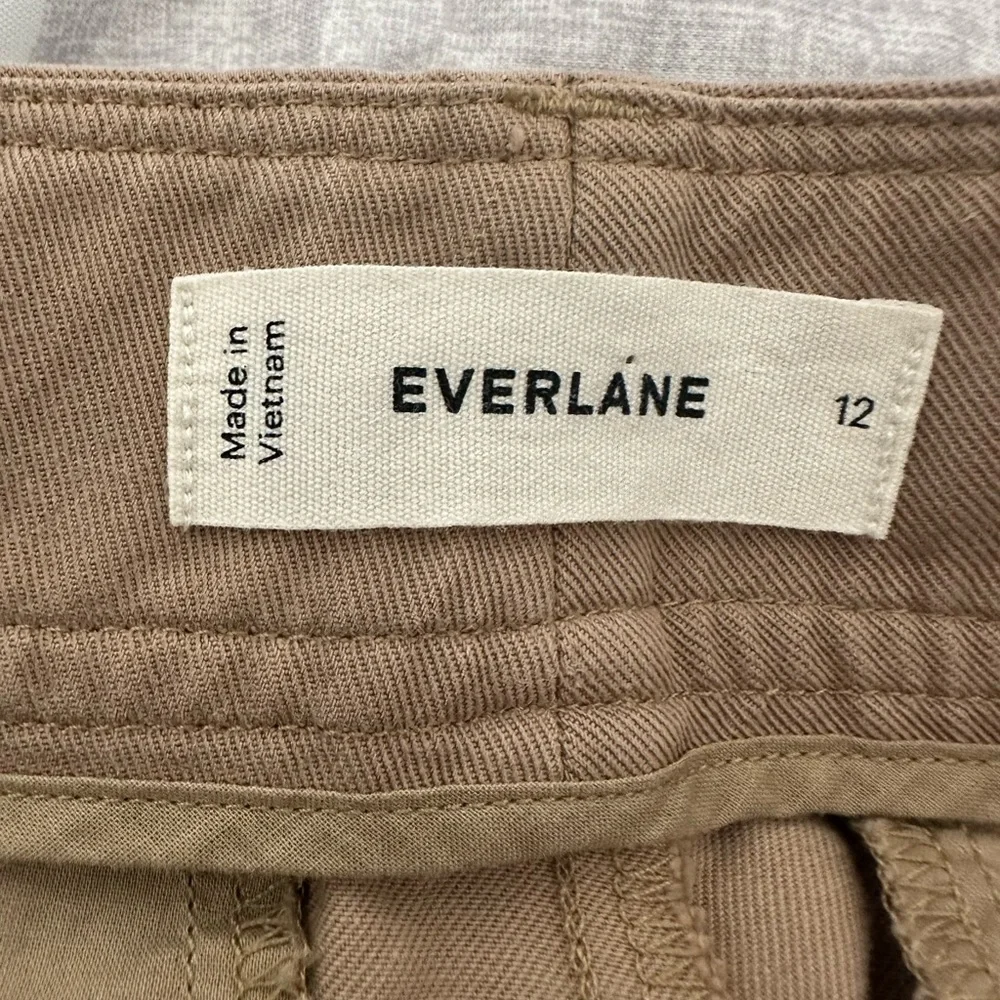 Everlane Trousers Women’s 12 Tan Pleated High Rise Chino Tapered Leg Pants